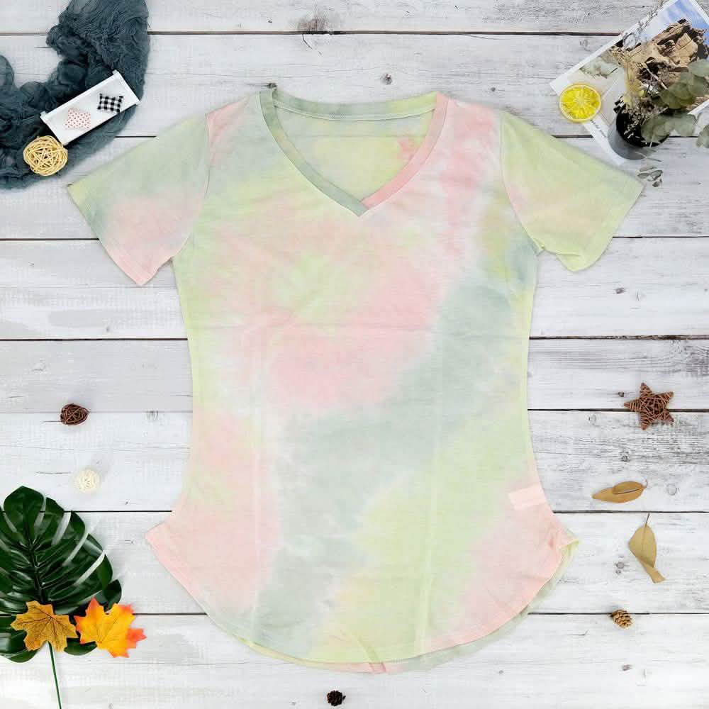 Tie-dye V-neck Tee DailySale