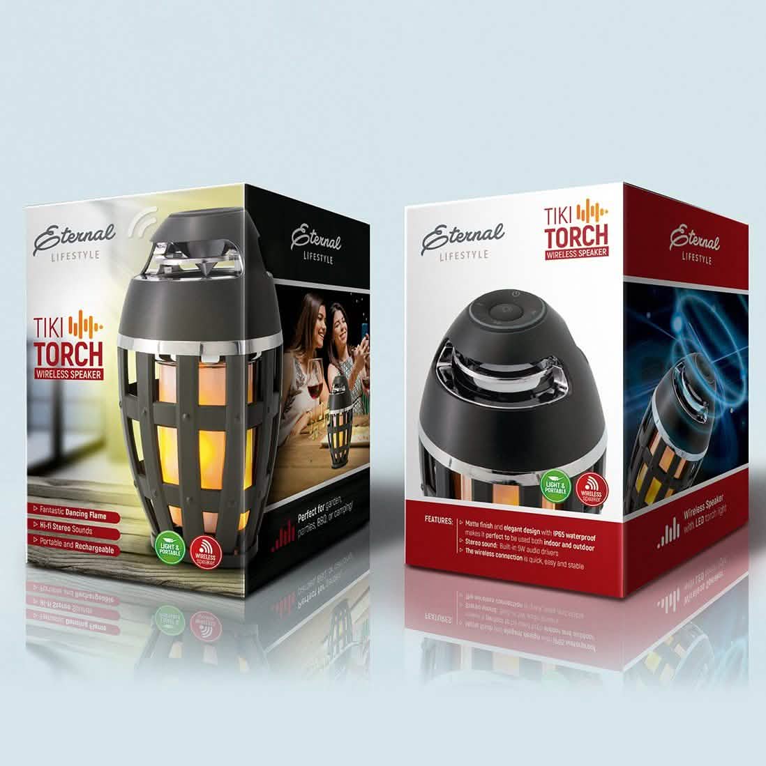 Tiki Torch Wireless Portable Stereo Speaker and Flame Table Lamp DailySale