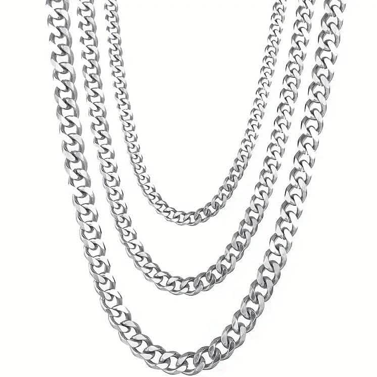 Titanium Stainless Steel Trendy Necklace Cuban Chain with Lobster Clasp DailySale