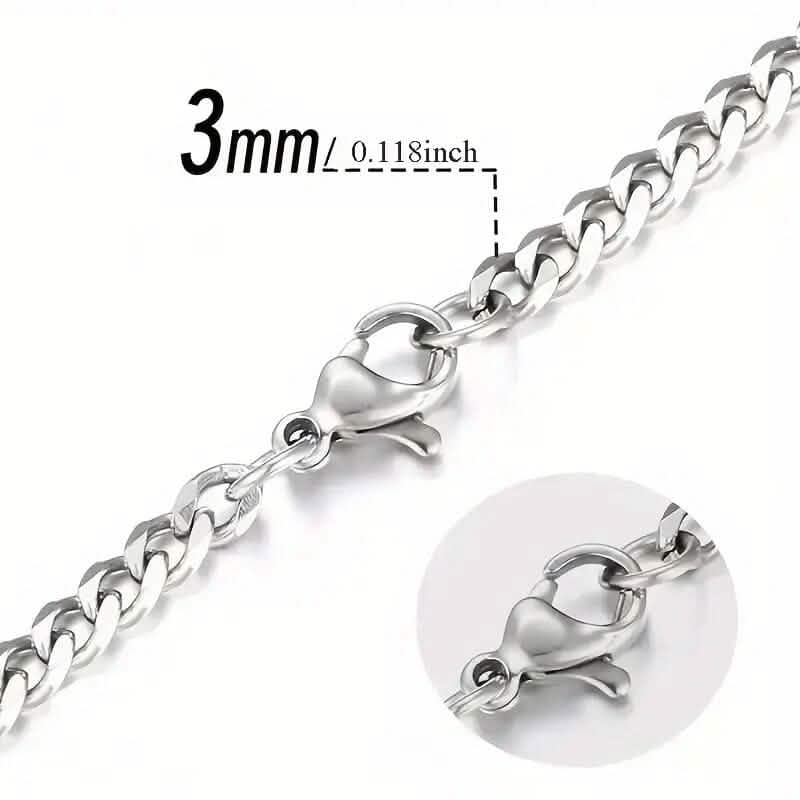 Titanium Stainless Steel Trendy Necklace Cuban Chain with Lobster Clasp DailySale