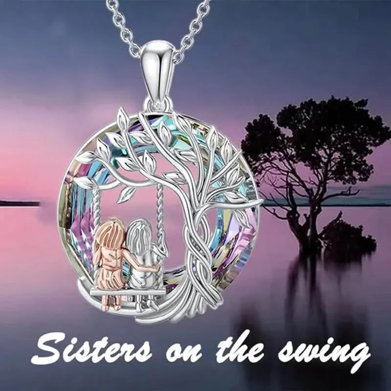 To My Granddaughter, Tree Of Life Sisters On The Swing Pendant Necklace DailySale
