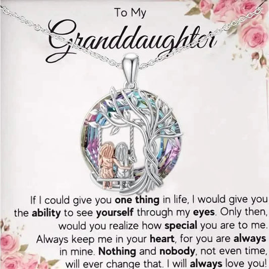 To My Granddaughter, Tree Of Life Sisters On The Swing Pendant Necklace DailySale