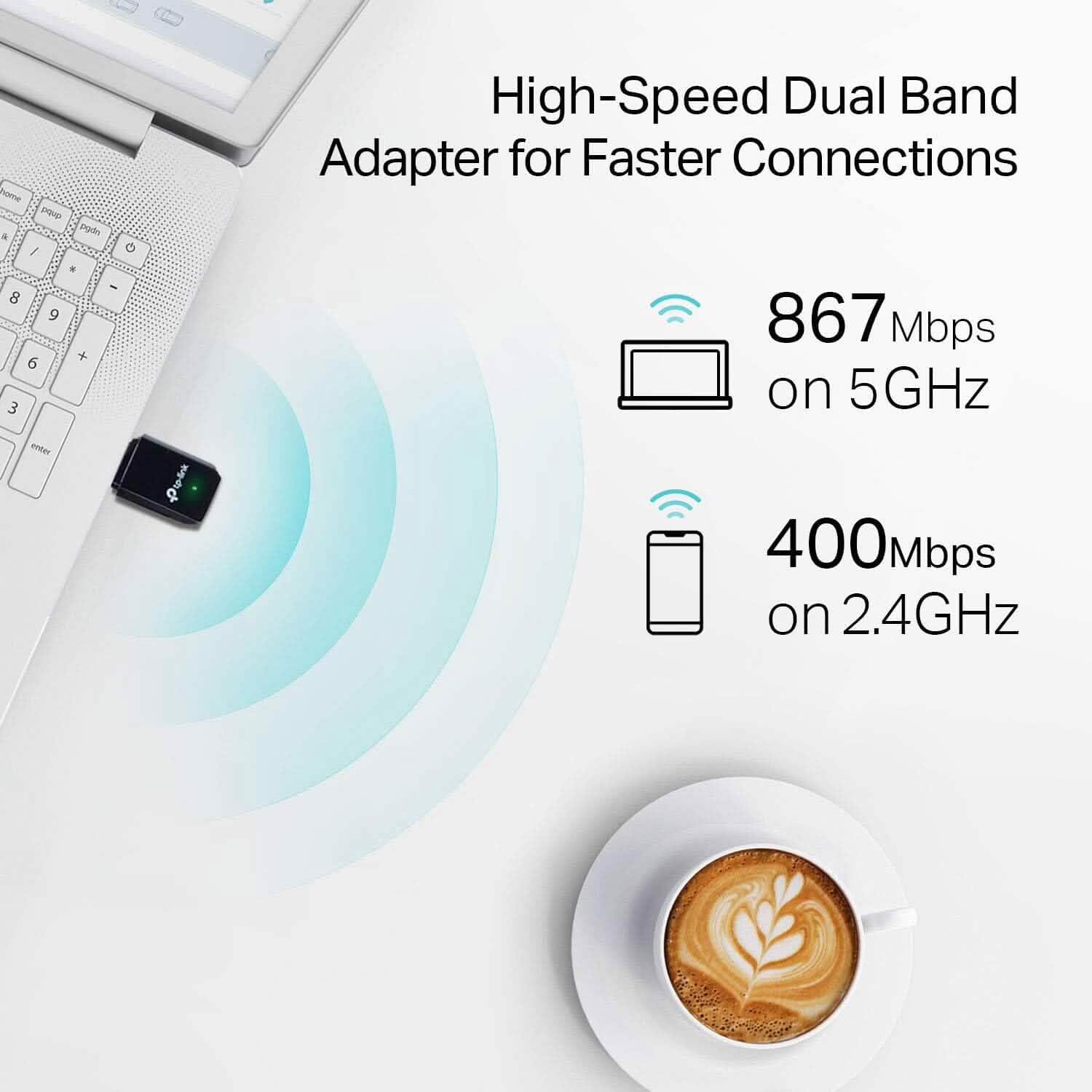 TP-Link AC1300 USB WiFi Adapter(Archer T3U)- 2.4G/5G Dual Band Wireless Network Adapte  (Refurbished) DailySale