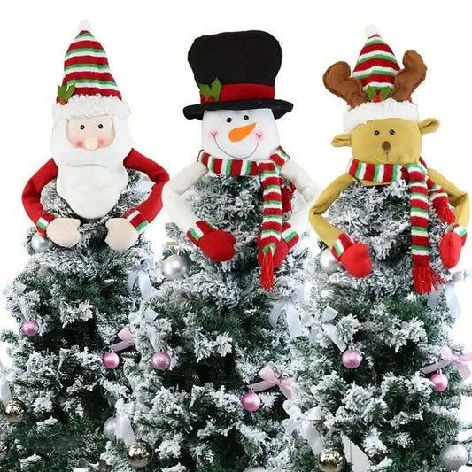 Traditional Wool Festive Christmas Tree Top Star and Snowman Decoration DailySale