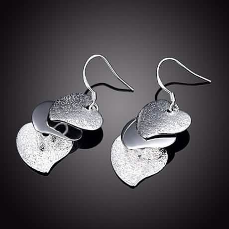 Triple Stacked Heart Earrings in White Gold DailySale