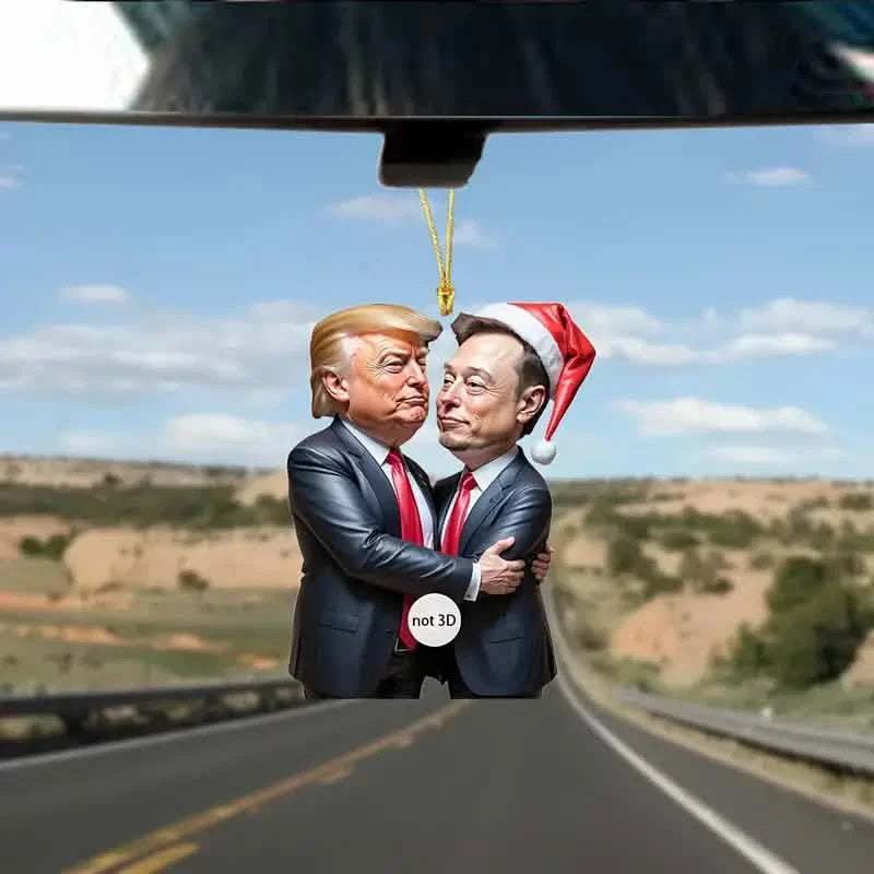 Trump & Musk Photo Acrylic Ornament Versatile Hanging Decor DailySale