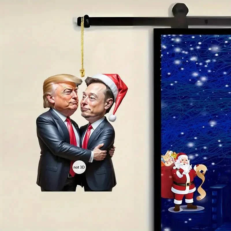 Trump & Musk Photo Acrylic Ornament Versatile Hanging Decor DailySale