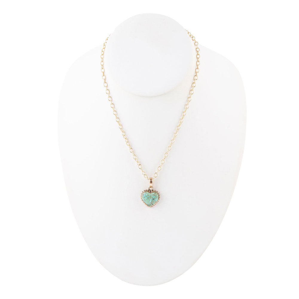 Turquoise Heart Pendant and Bronze Necklace Barse Jewelry