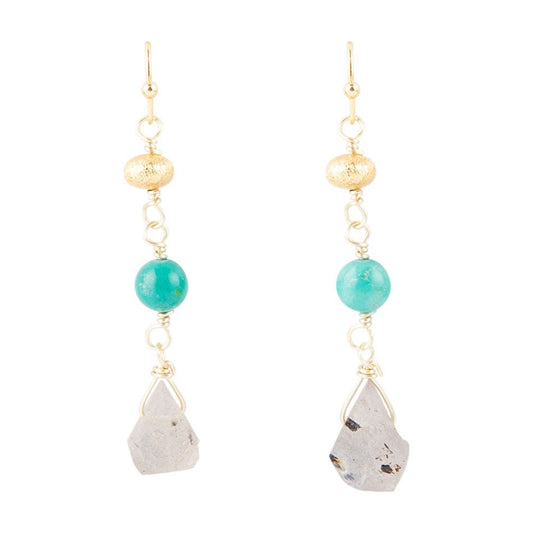 Turquoise Labradorite Elongated Earrings Barse Jewelry