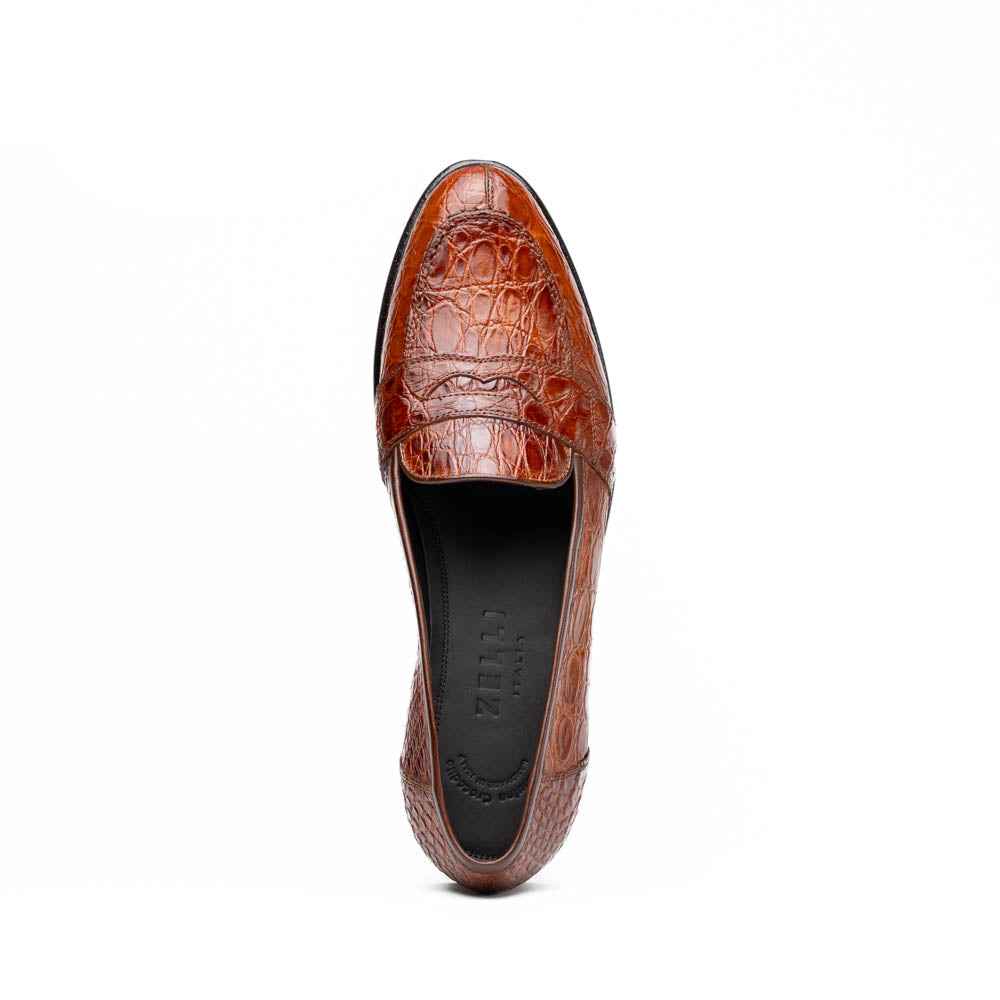 11-119-CGN TUSCANY Crocodile Penny Loafer, Cognac