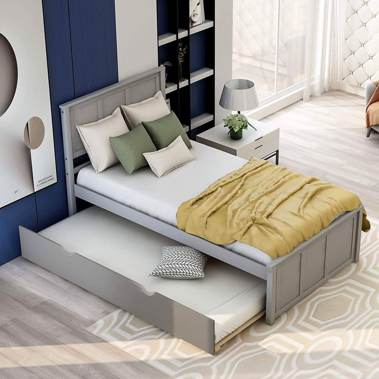 Twin Size Platform Bed with A Trundle DailySale