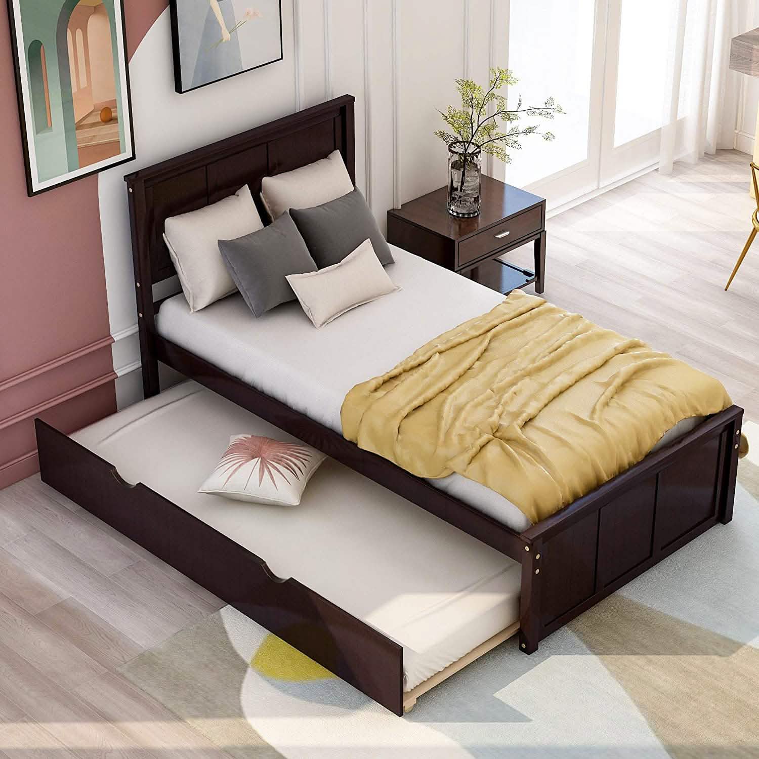 Twin Size Platform Bed with A Trundle DailySale