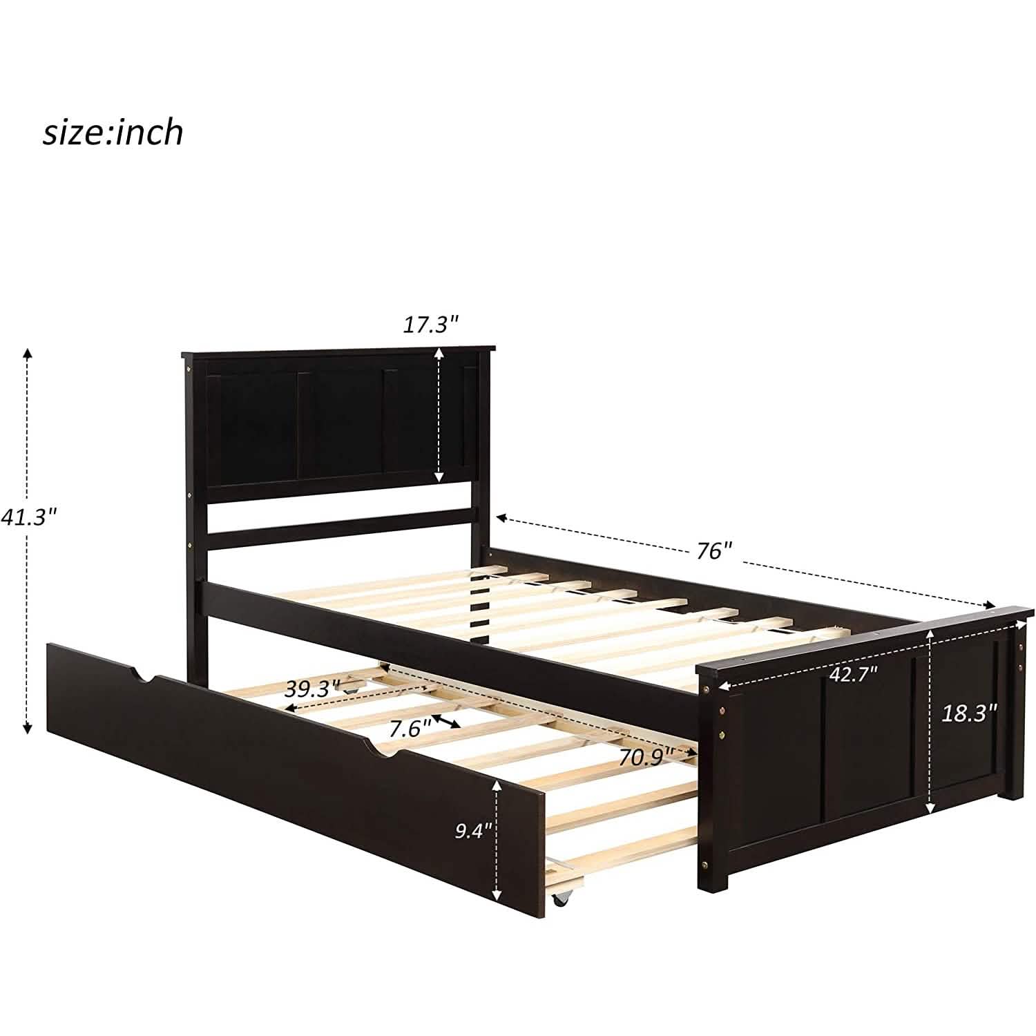 Twin Size Platform Bed with A Trundle DailySale
