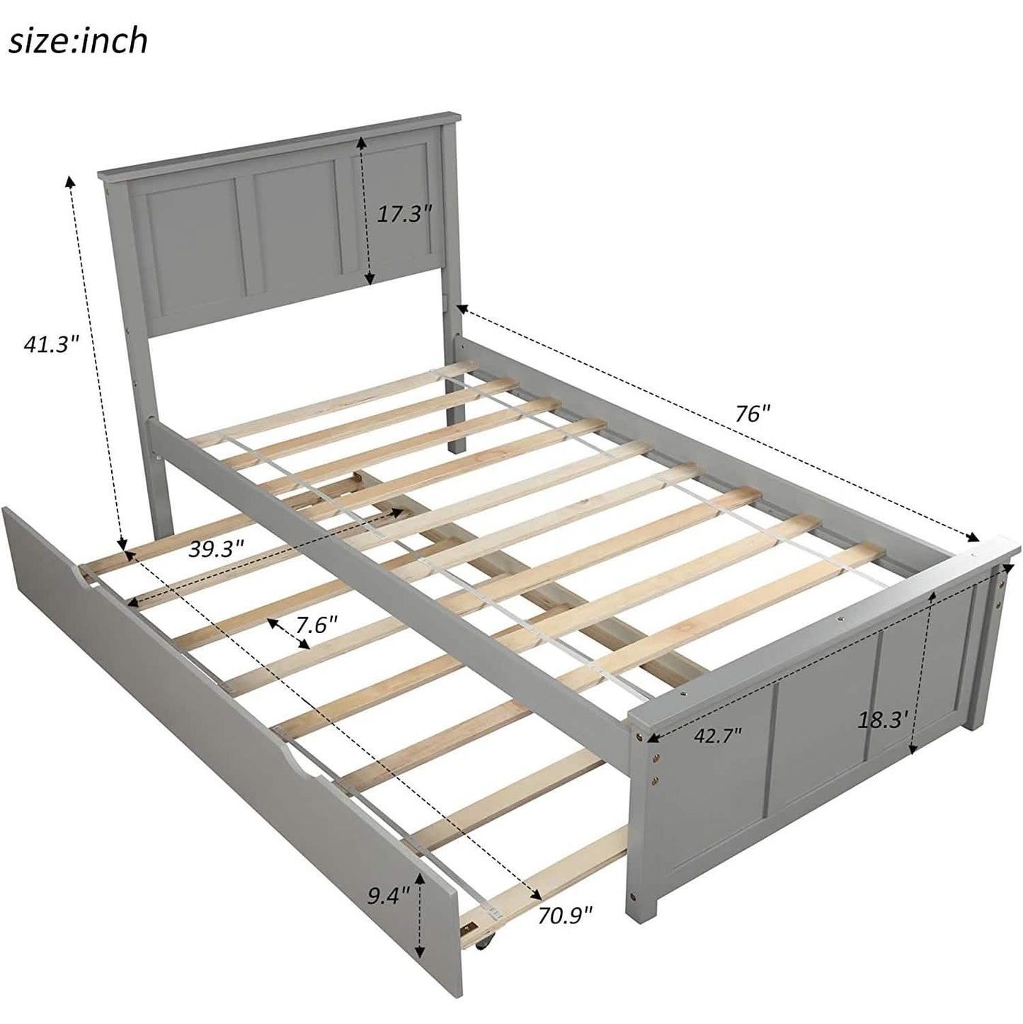 Twin Size Platform Bed with A Trundle DailySale
