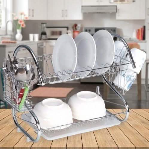 Two-Tier Stainless-Steel Dish Rack - Assorted Sizes DailySale