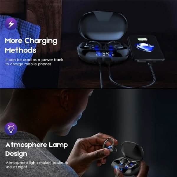 TWS Bluetooth Earphones with Microphones Sport Ear Hook LED Display DailySale