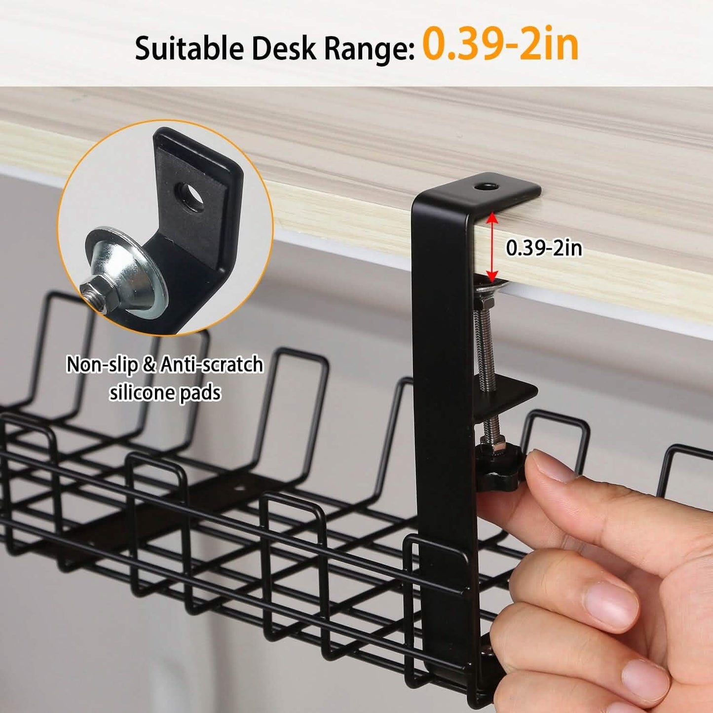 Under Desk Cable Management Tray 15.2in No Drill Desk Cable Cord Organizer DailySale
