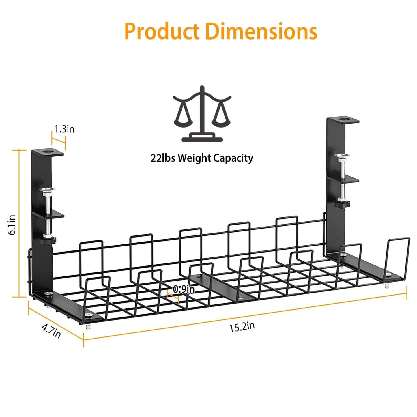 Under Desk Cable Management Tray 15.2in No Drill Desk Cable Cord Organizer DailySale