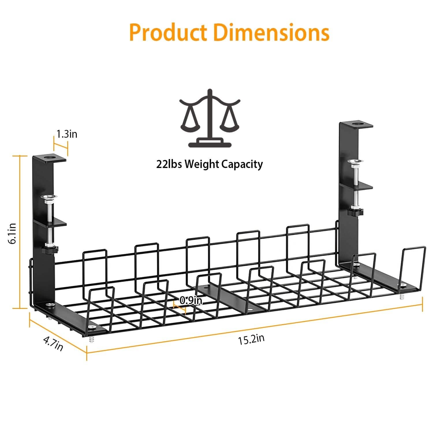 Under Desk Cable Management Tray 15.2in No Drill Desk Cable Cord Organizer DailySale