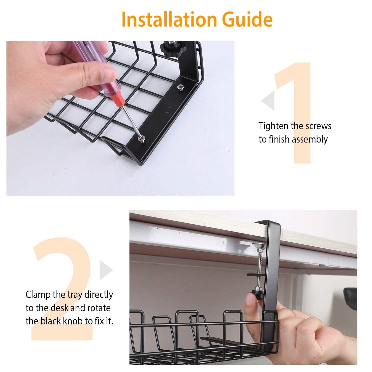 Under Desk Cable Management Tray 15.2in No Drill Desk Cable Cord Organizer DailySale