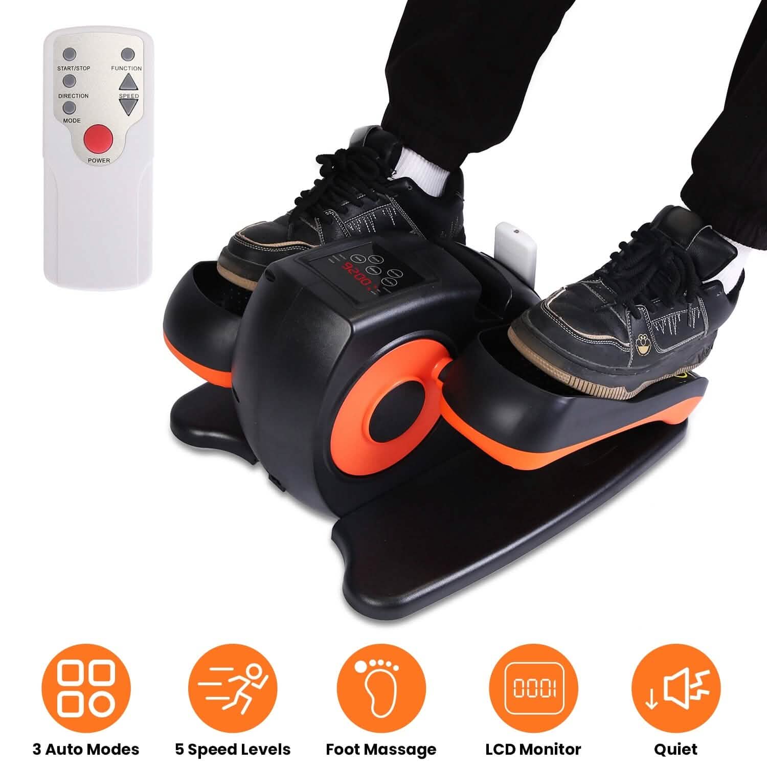 Under Desk Elliptical Machine Seated Pedal Exerciser with 5 Speed Levels 3 Auto Modes DailySale