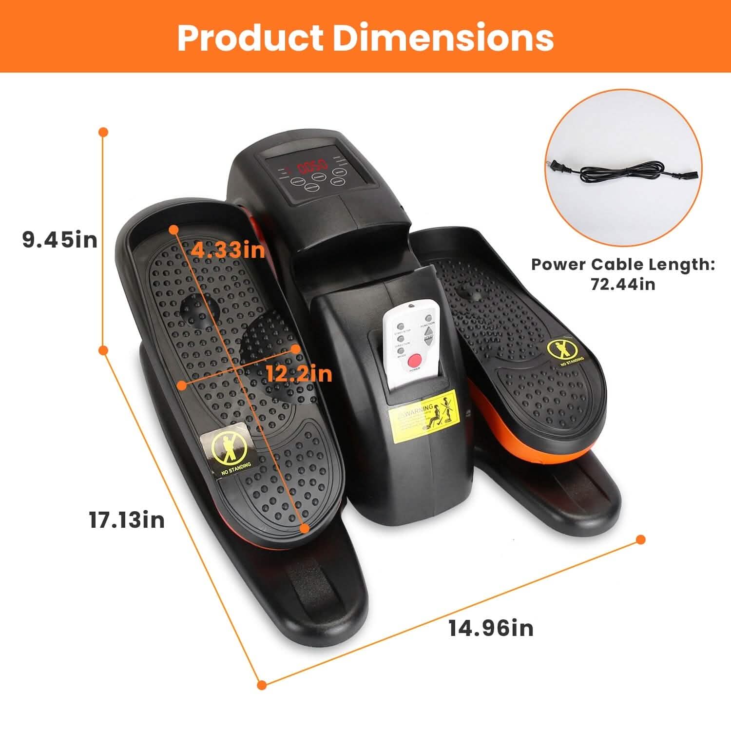 Under Desk Elliptical Machine Seated Pedal Exerciser with 5 Speed Levels 3 Auto Modes DailySale