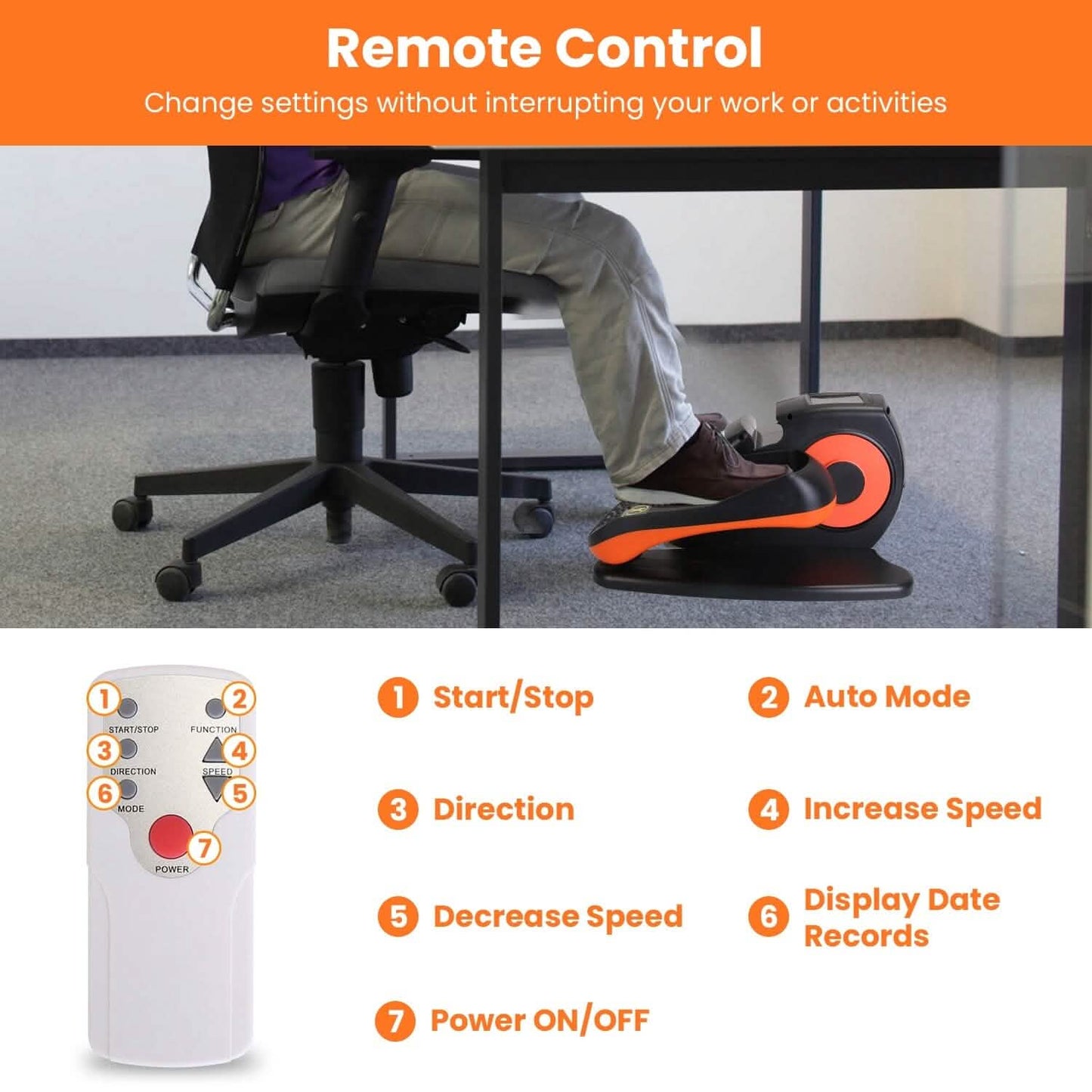 Under Desk Elliptical Machine Seated Pedal Exerciser with 5 Speed Levels 3 Auto Modes DailySale