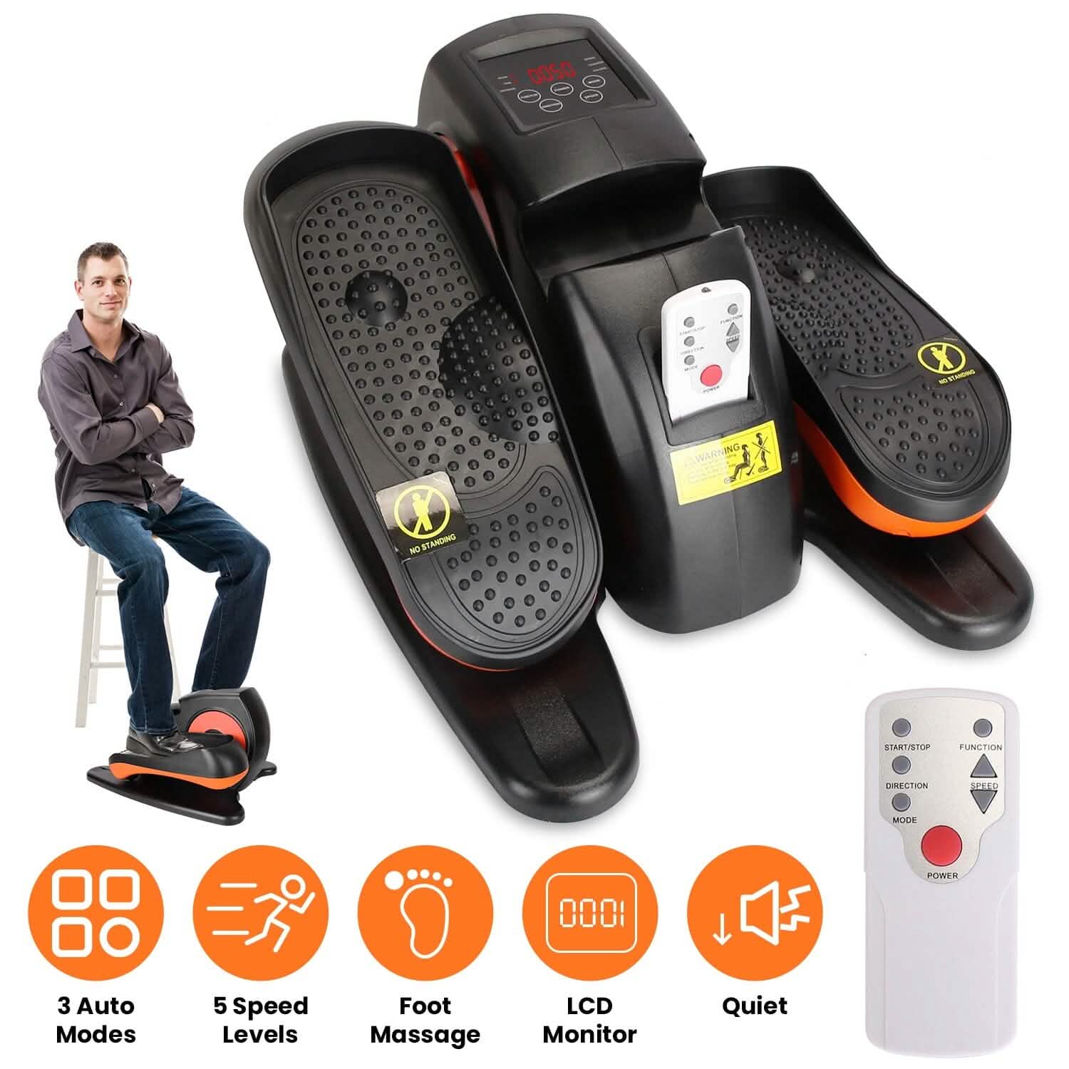 Under Desk Elliptical Machine Seated Pedal Exerciser with 5 Speed Levels 3 Auto Modes DailySale
