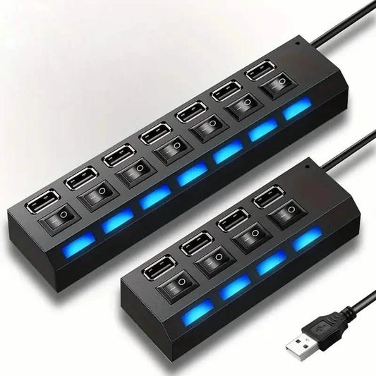USB 2.0 Adapter Hub Power On/ Off Switch For PC Laptop Computer DailySale