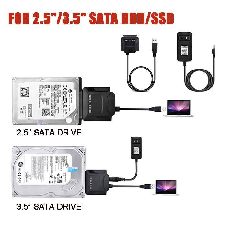 USB 3.0 to SATA Converter Adapter for 2.5"/3.5"SATA HDD/SSD Hard Drive Disks DailySale