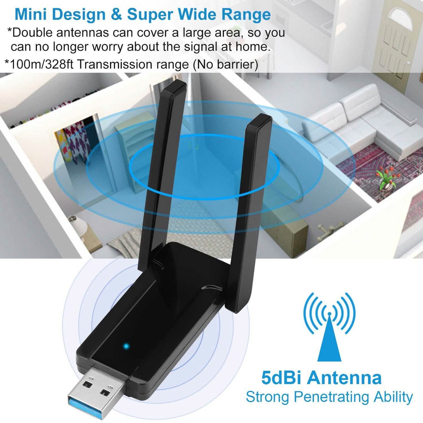 USB 3.0 WiFi Adapter AC1300 Mbps DailySale