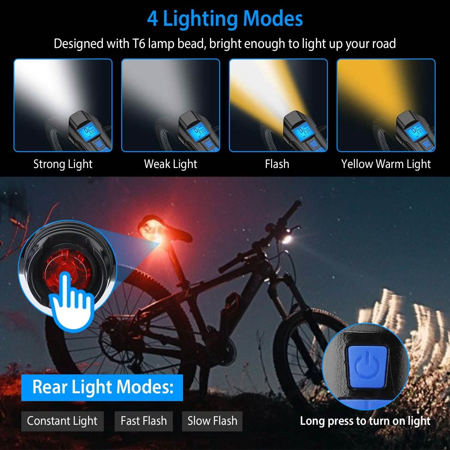 USB Rechargeable Bike Light Set with Speedometer and Odometer DailySale