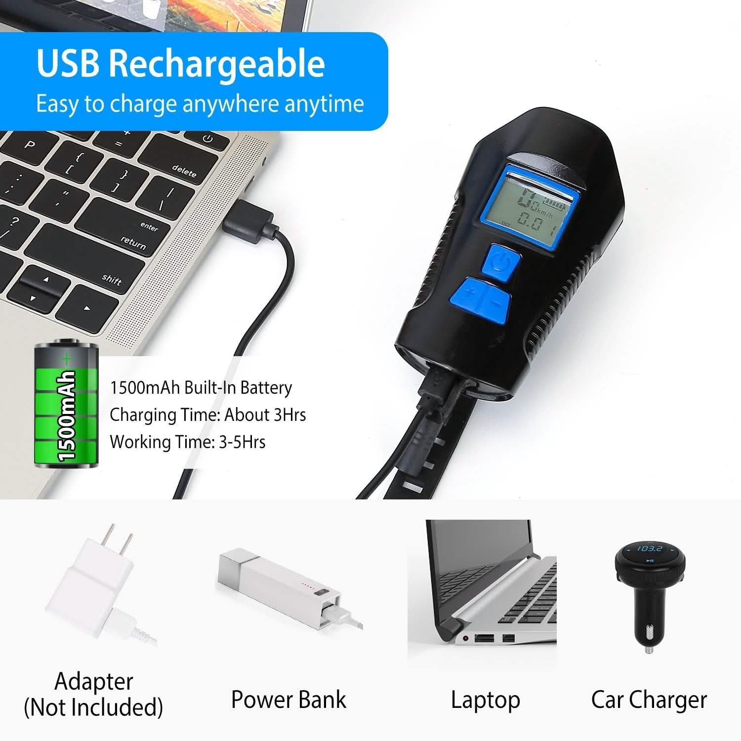 USB Rechargeable Bike Light Set with Speedometer and Odometer DailySale