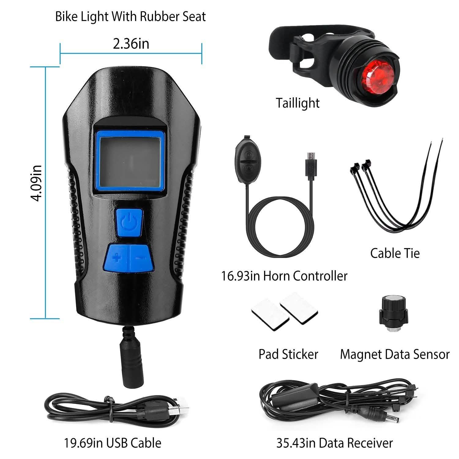 USB Rechargeable Bike Light Set with Speedometer and Odometer DailySale