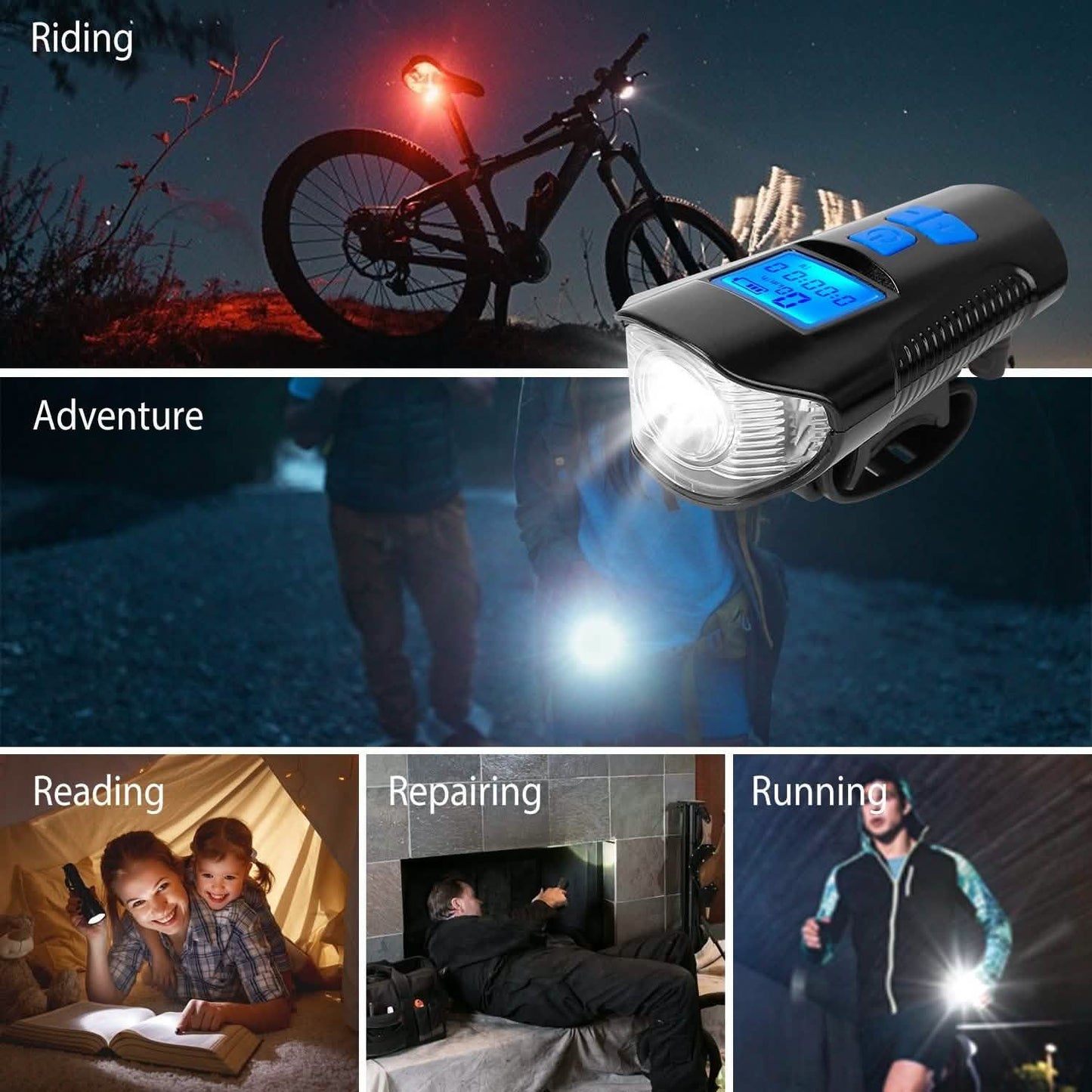 USB Rechargeable Bike Light Set with Speedometer and Odometer DailySale