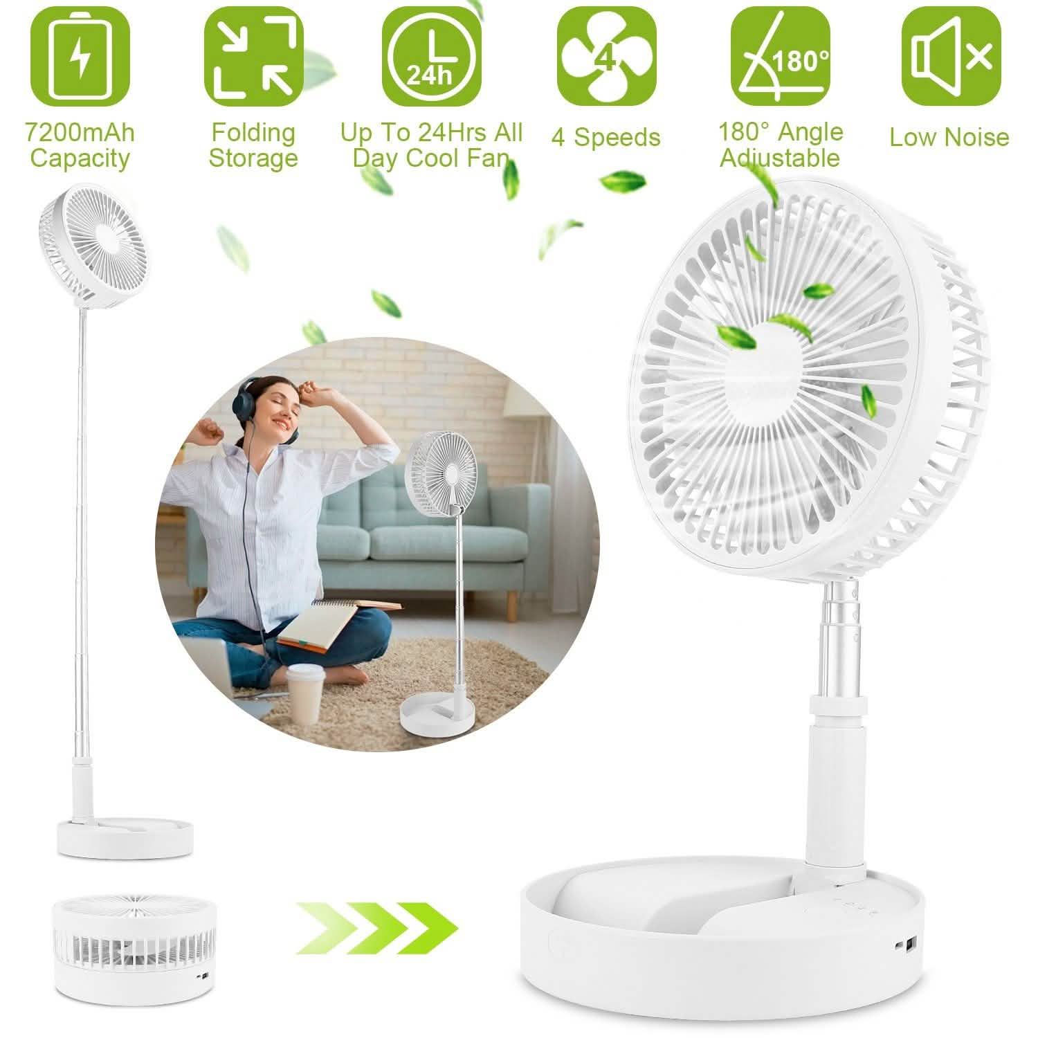 USB Rechargeable Portable Folding Desk Table Fan DailySale