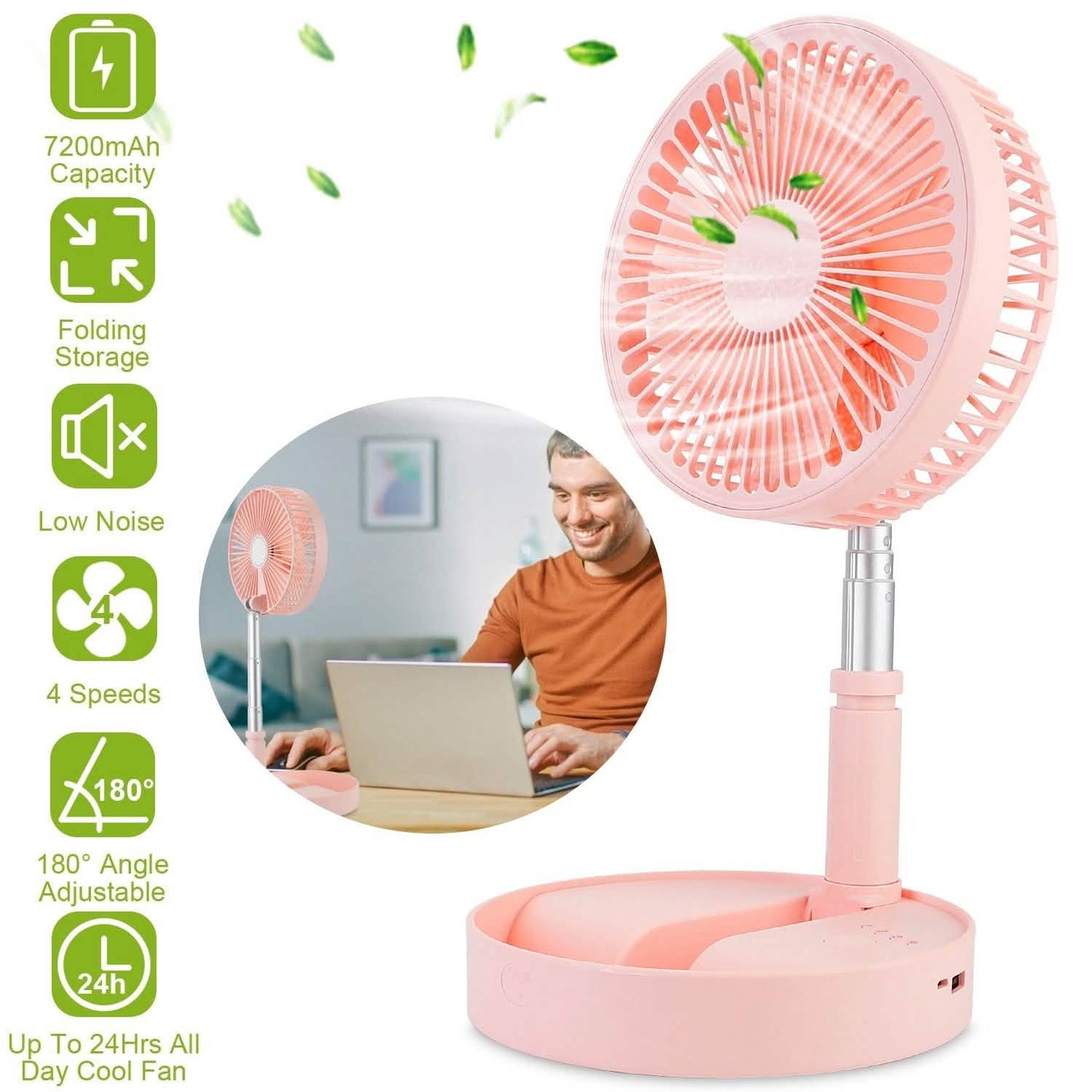 USB Rechargeable Portable Folding Desk Table Fan DailySale