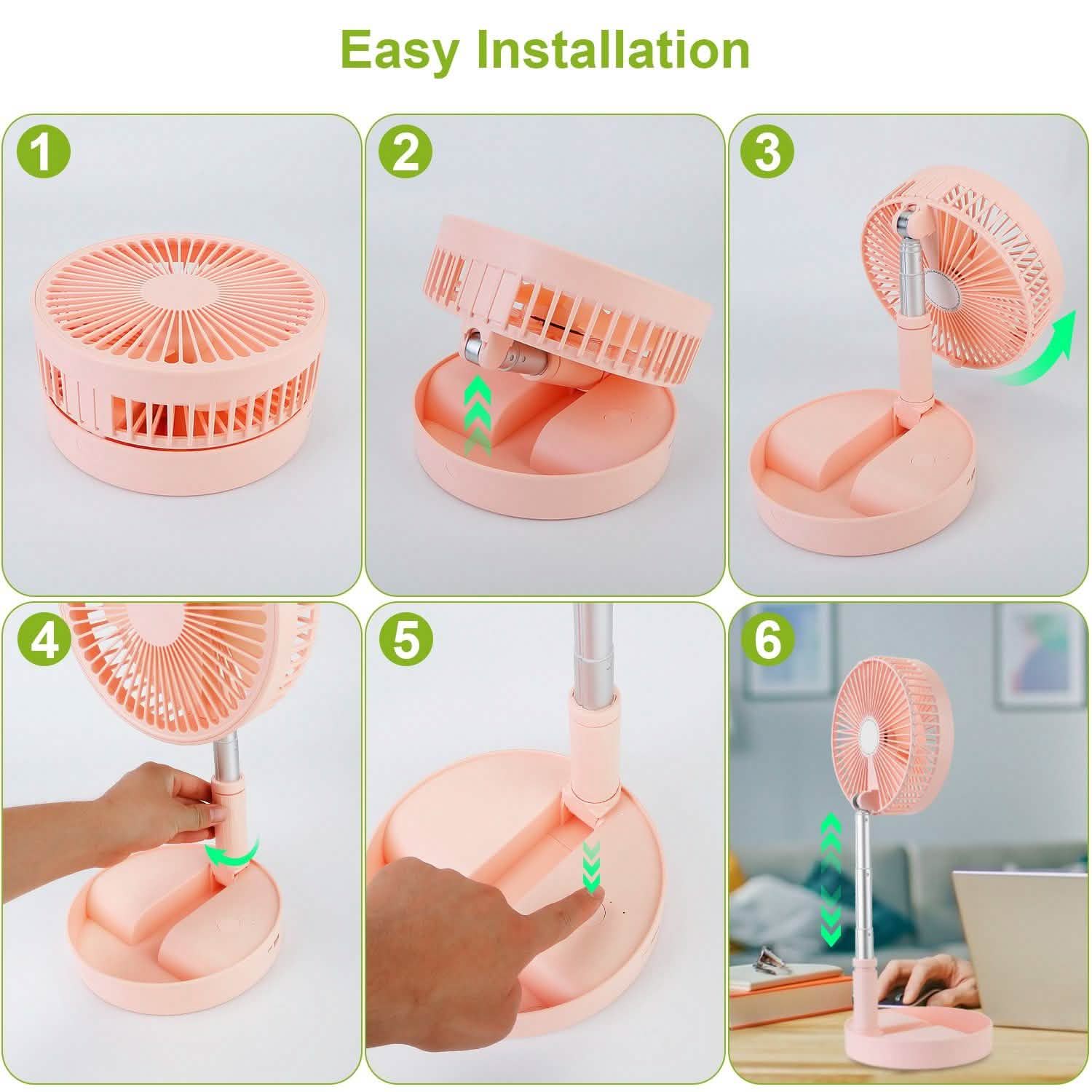 USB Rechargeable Portable Folding Desk Table Fan DailySale
