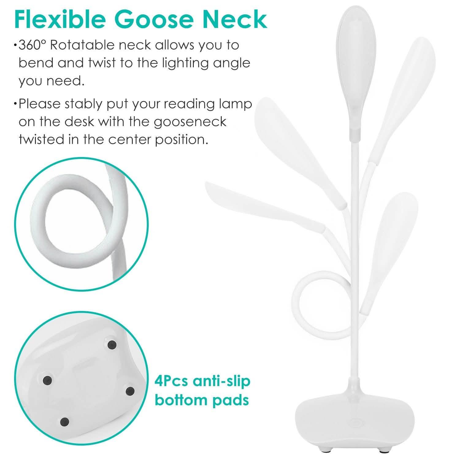 USB Rechargeable Table Lamp Dimmable LED Flexible Gooseneck Desk Light DailySale
