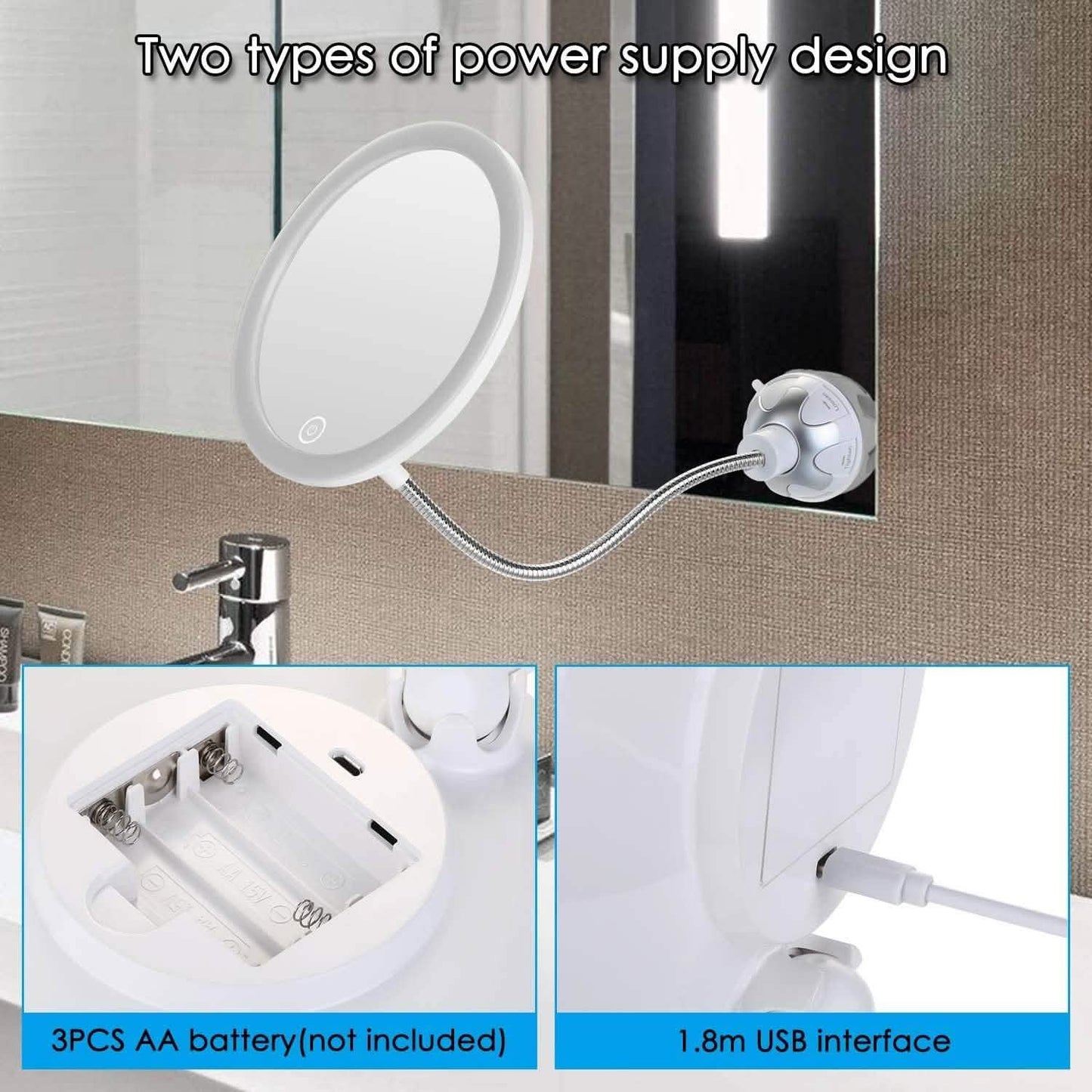 Vanity Mirror 10-Times Magnifying LED Lighted Make-up Swivel Suction Cup Compact Folding DailySale