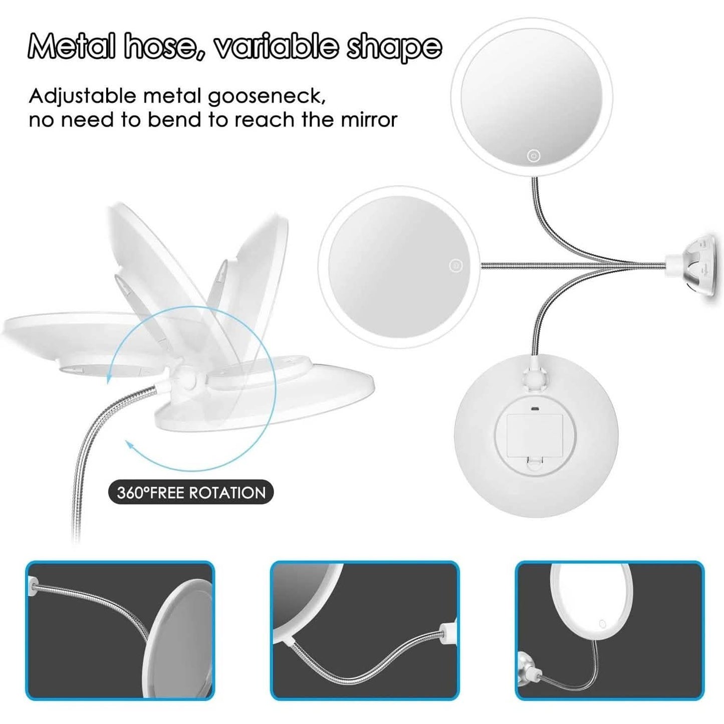 Vanity Mirror 10-Times Magnifying LED Lighted Make-up Swivel Suction Cup Compact Folding DailySale