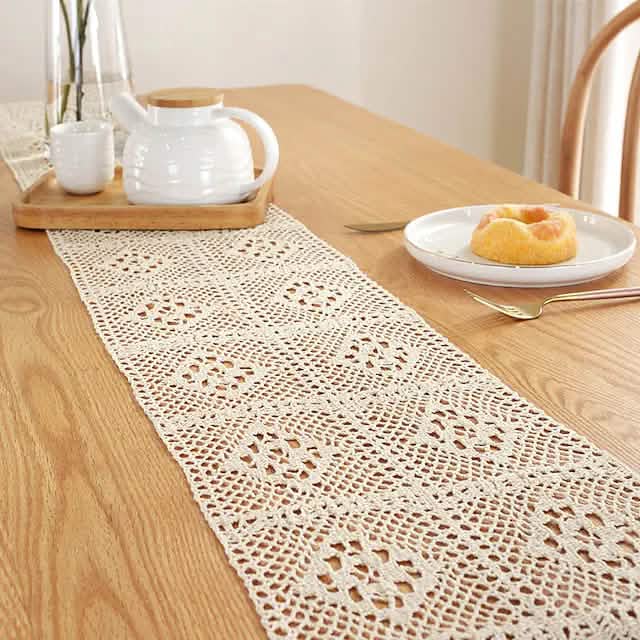 Vintage Farmhouse Style Crochet Lace Tablecloth DailySale