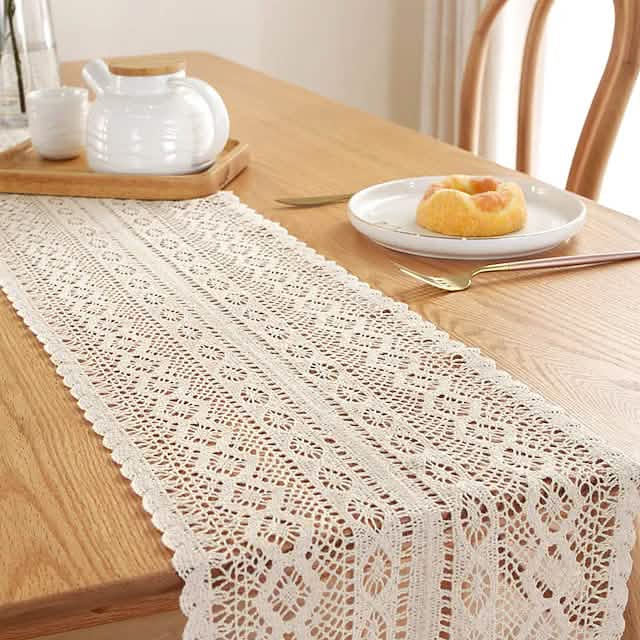Vintage Farmhouse Style Crochet Lace Tablecloth DailySale