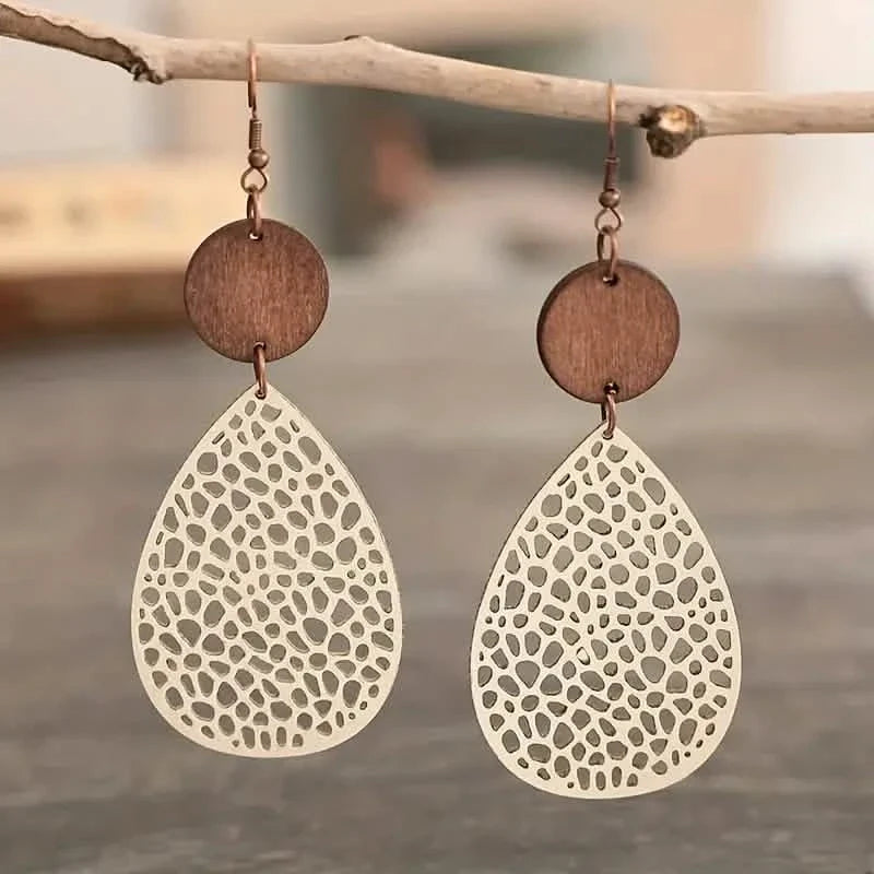 Vintage Hollow Leaf Shape PU Leather Earrings DailySale