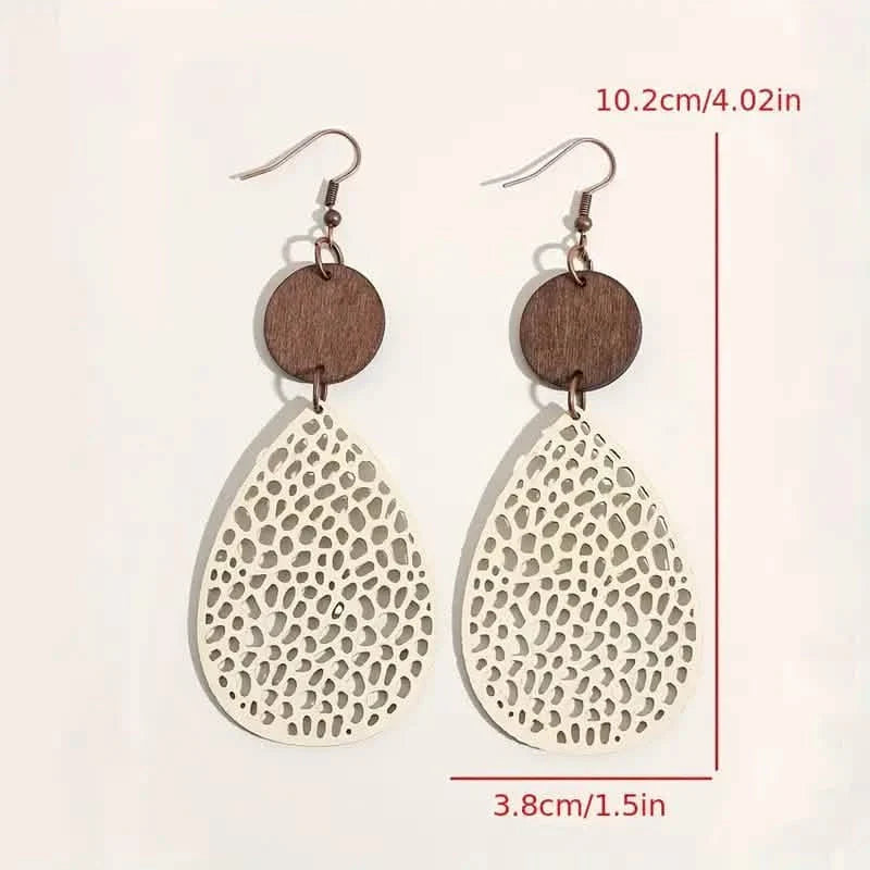 Vintage Hollow Leaf Shape PU Leather Earrings DailySale