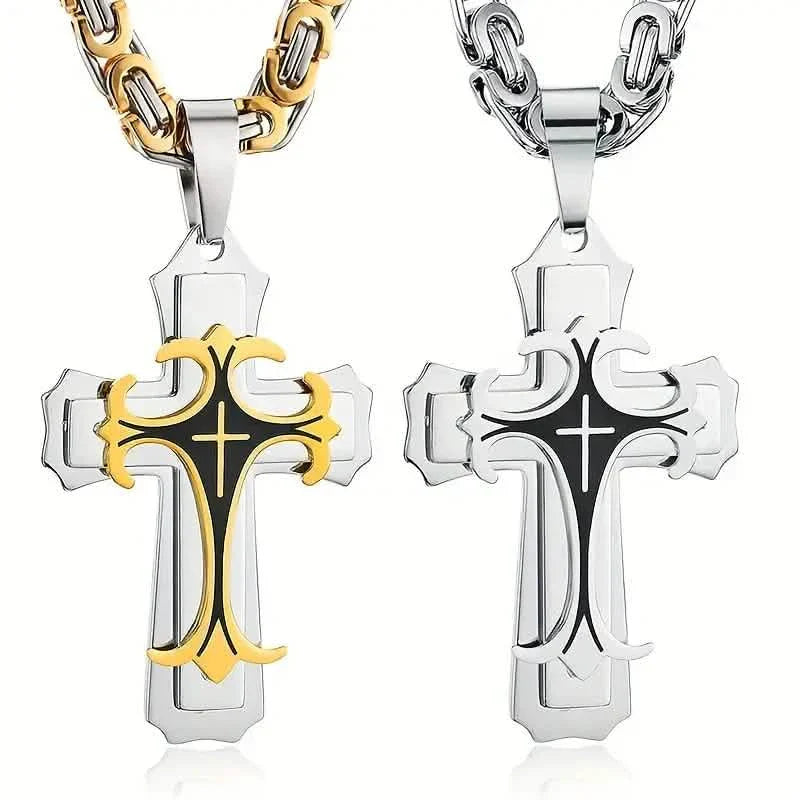 Vintage-Inspired Men's Flat Handmade Cross Pendant Necklace DailySale