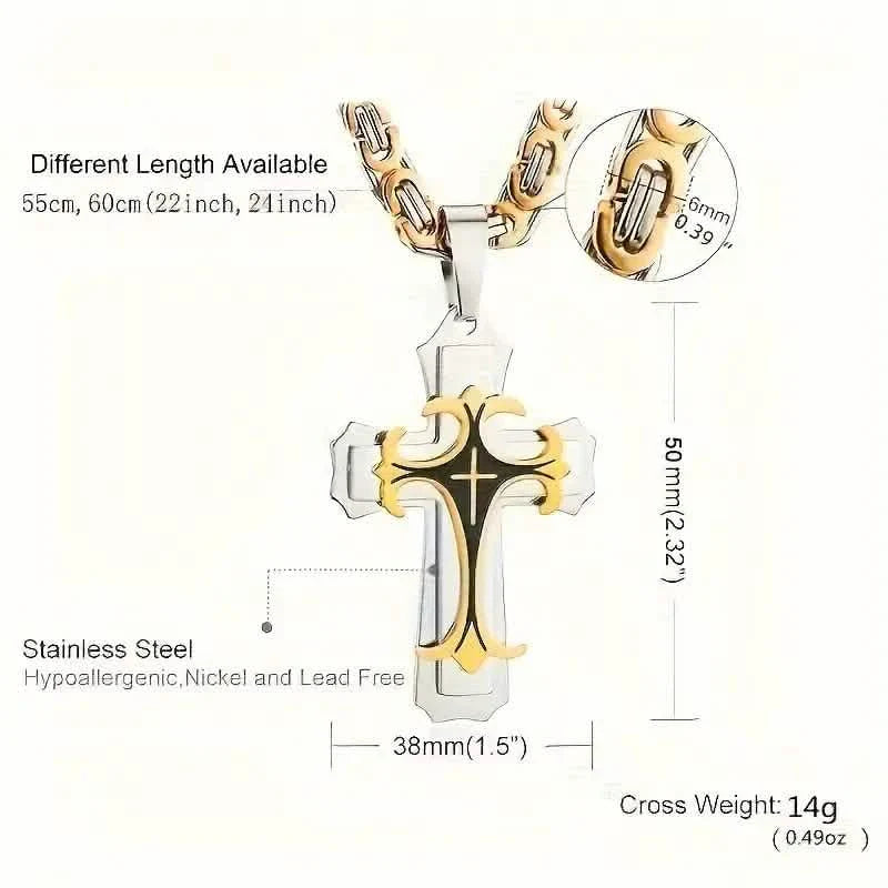 Vintage-Inspired Men's Flat Handmade Cross Pendant Necklace DailySale