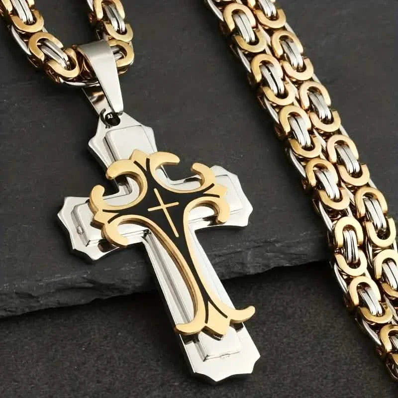 Vintage-Inspired Men's Flat Handmade Cross Pendant Necklace DailySale