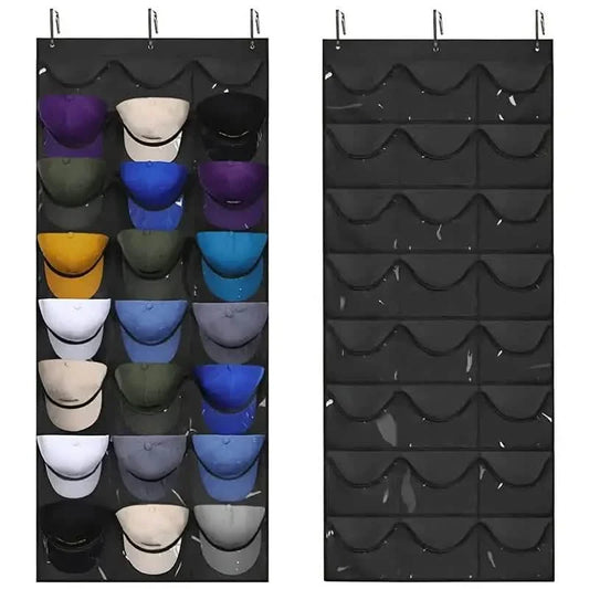 Visible Baseball Hat Rack for Wall Door with 3 Hooks 24 Deep Pockets DailySale