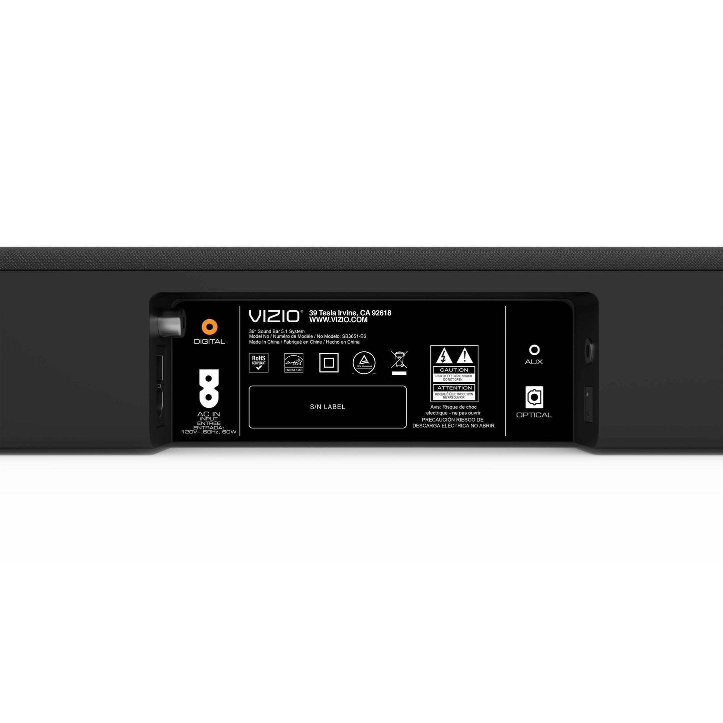 VIZIO SmartCast 5.1 Channel Wireless Soundbar SB3651-E6 (Refurbished) DailySale